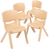 Whitney 4 Pack Natural Plastic Stackable School Chair with 10.5" Seat Height