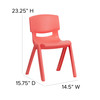 Whitney 4 Pack Red Plastic Stackable School Chair with 13.25'' Seat Height