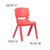 Whitney 4 Pack Red Plastic Stackable School Chair with 15.5'' Seat Height