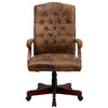 Derrick Bomber Brown Classic Executive Swivel Office Chair with Arms