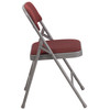 HERCULES Series Curved Triple Braced & Double Hinged Burgundy Patterned Fabric Metal Folding Chair