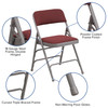 HERCULES Series Curved Triple Braced & Double Hinged Burgundy Patterned Fabric Metal Folding Chair