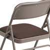 HERCULES Series Curved Triple Braced & Double Hinged Brown Patterned Fabric Metal Folding Chair