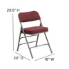 HERCULES Series Premium Curved Triple Braced & Double Hinged Burgundy Fabric Metal Folding Chair