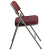 HERCULES Series Premium Curved Triple Braced & Double Hinged Burgundy Fabric Metal Folding Chair