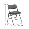 HERCULES Series Premium Curved Triple Braced & Double Hinged Gray Fabric Metal Folding Chair