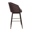 Margo 30" Commercial Grade Mid-Back Modern Barstool with Walnut Finish Beechwood Legs and Curved Back, Brown LeatherSoft with Muted Bronze Accents