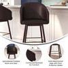 Margo 30" Commercial Grade Mid-Back Modern Barstool with Walnut Finish Beechwood Legs and Curved Back, Brown LeatherSoft with Muted Bronze Accents