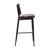 Kenzie Commercial Grade Mid-Back Barstools - Brown LeatherSoft Upholstery - Black Iron Frame with Integrated Footrest - Set of 2