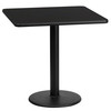 Stiles 24'' Square Black Laminate Table Top with 18'' Round Table Height Base