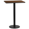 Stiles 24'' x 30'' Rectangular Walnut Laminate Table Top with 18'' Round Bar Height Table Base