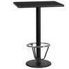 Stiles 24'' x 30'' Rectangular Black Laminate Table Top with 18'' Round Bar Height Table Base and Foot Ring