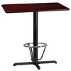 Stiles 24'' x 42'' Rectangular Mahogany Laminate Table Top with 23.5'' x 29.5'' Bar Height Table Base and Foot Ring