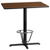 Stiles 24'' x 42'' Rectangular Walnut Laminate Table Top with 23.5'' x 29.5'' Bar Height Table Base and Foot Ring