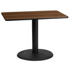 Graniss 24'' x 42'' Rectangular Walnut Laminate Table Top with 24'' Round Table Height Base