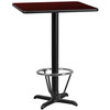 Stiles 30'' Square Mahogany Laminate Table Top with 22'' x 22'' Bar Height Table Base and Foot Ring