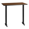 Stiles 30'' x 42'' Rectangular Walnut Laminate Table Top with 5'' x 22'' Bar Height Table Bases