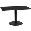 Stiles 30'' x 48'' Rectangular Black Laminate Table Top with 24'' Round Table Height Base