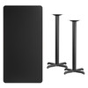 Stiles 30'' x 60'' Rectangular Black Laminate Table Top with 22'' x 22'' Bar Height Table Bases
