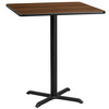 Stiles 36'' Square Walnut Laminate Table Top with 30'' x 30'' Bar Height Table Base