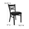 HERCULES Series Black ''X'' Back Metal Restaurant Chair - Black Vinyl Seat