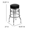 Bruno Double Ring Chrome Barstool with Black Seat