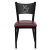 HERCULES Series Black Coffee Back Metal Restaurant Chair - Burgundy Vinyl Seat