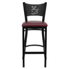 HERCULES Series Black Coffee Back Metal Restaurant Barstool - Burgundy Vinyl Seat