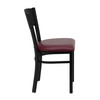 HERCULES Series Black Circle Back Metal Restaurant Chair - Burgundy Vinyl Seat