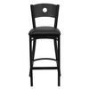 HERCULES Series Black Circle Back Metal Restaurant Barstool - Black Vinyl Seat