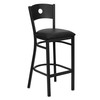 HERCULES Series Black Circle Back Metal Restaurant Barstool - Black Vinyl Seat