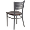 HERCULES Series Silver Slat Back Metal Restaurant Chair - Walnut Wood Seat