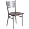 HERCULES Series Silver Slat Back Metal Restaurant Chair - Walnut Wood Seat