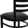 HERCULES Series Black Ladder Back Metal Restaurant Chair - Black Vinyl Seat