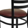 HERCULES Series Black Ladder Back Metal Restaurant Chair - Burgundy Vinyl Seat