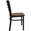 HERCULES Series Black Ladder Back Metal Restaurant Chair - Mahogany Wood Seat