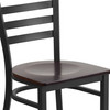 HERCULES Series Black Ladder Back Metal Restaurant Chair - Walnut Wood Seat