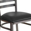 HERCULES Series Clear Coated Ladder Back Metal Restaurant Chair - Black Vinyl Seat