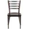 HERCULES Series Clear Coated Ladder Back Metal Restaurant Chair - Walnut Wood Seat