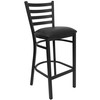 HERCULES Series Black Ladder Back Metal Restaurant Barstool - Black Vinyl Seat