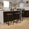 HERCULES Series Black Ladder Back Metal Restaurant Barstool - Cherry Wood Seat