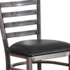 HERCULES Series Clear Coated Ladder Back Metal Restaurant Barstool - Black Vinyl Seat