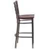 HERCULES Series Clear Coated Ladder Back Metal Restaurant Barstool - Mahogany Wood Seat