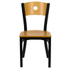 HERCULES Series Black Circle Back Metal Restaurant Chair - Natural Wood Back & Seat