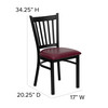 HERCULES Series Black Vertical Back Metal Restaurant Chair - Burgundy Vinyl Seat