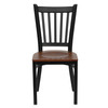 HERCULES Series Black Vertical Back Metal Restaurant Chair - Cherry Wood Seat