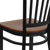 HERCULES Series Black Vertical Back Metal Restaurant Chair - Cherry Wood Seat