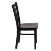 HERCULES Series Black Vertical Back Metal Restaurant Chair - Mahogany Wood Seat