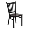 HERCULES Series Black Vertical Back Metal Restaurant Chair - Mahogany Wood Seat