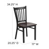 HERCULES Series Black Vertical Back Metal Restaurant Chair - Walnut Wood Seat